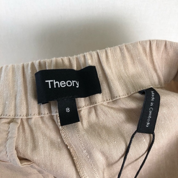 NWT Theory Linen Pants, Wheat Melage (Tan) - Picture 8 of 9